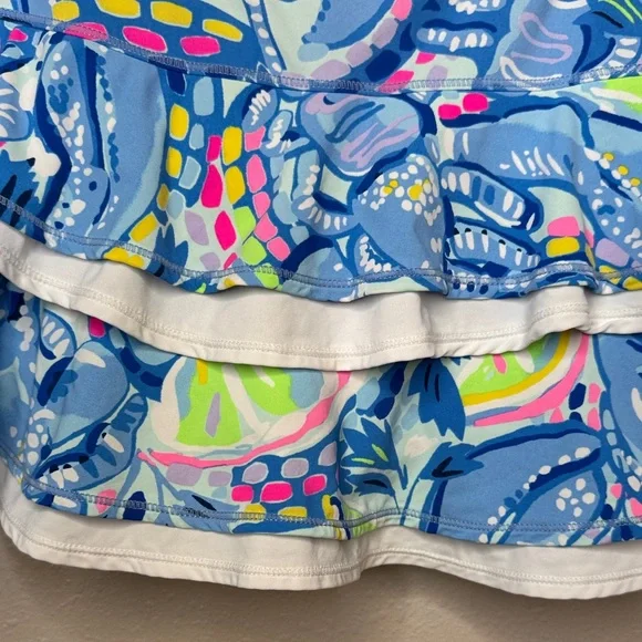 Lilly Pulitzer Medium Luxletic Zela Skort “Pinch Pinch” Blue‎ and Pink Ruffle - Picture 6 of 15